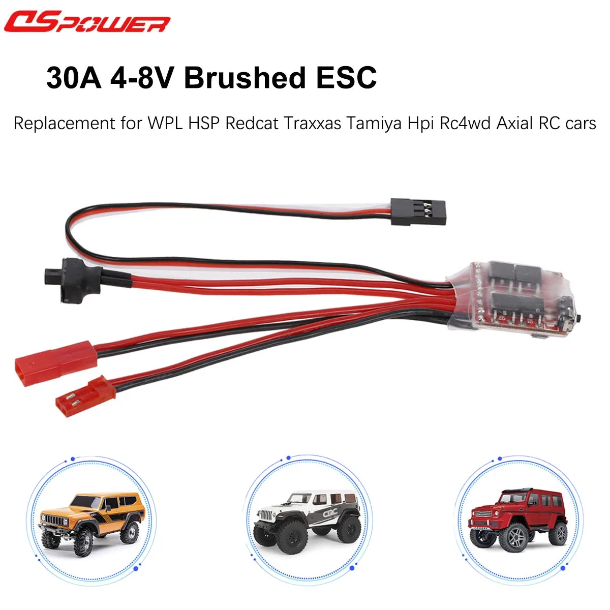 

RC Car 30A ESC Brushed Forward Reverse Brake Dual Way ESC Motor Speed Controller for Motor 1/16 1/18 1/24 Car Boat Tank