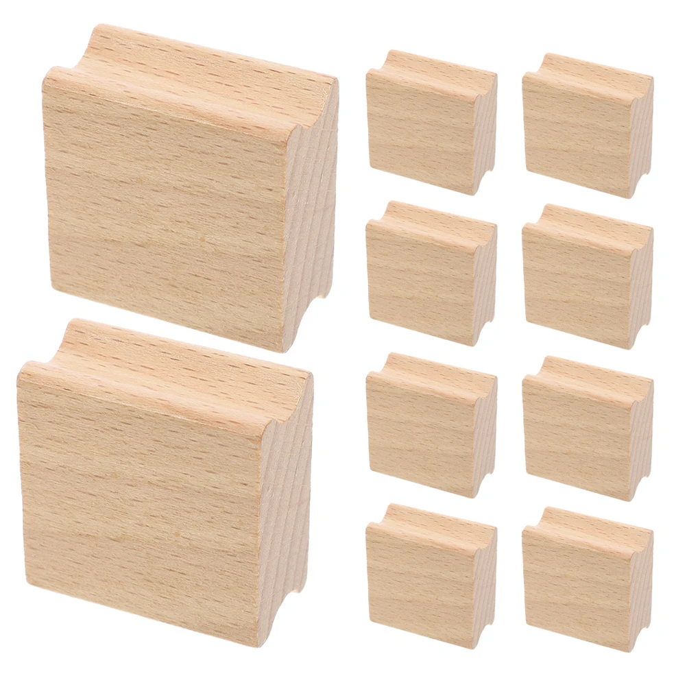 12 Uds. Sello de madera en blanco, bloques de madera ranurados cuadrados, tallado de sellos, soporte de sello de goma para manualidades, grabado y fabricación de sellos Diy