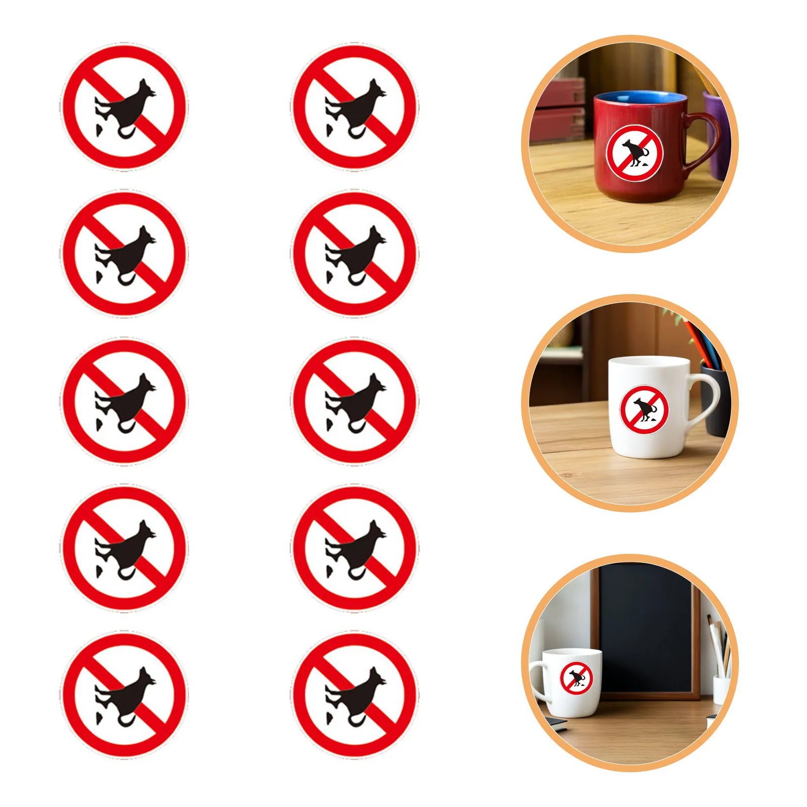 

10 Sheets No Pet Pooping Sign Sticker Waterproof Encironment Sign Prohibitory Decal Extra Thick for Caravan Indoor