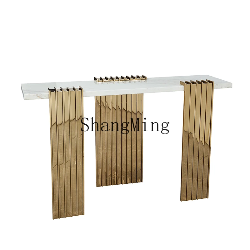 

ZYY light luxury entrance table against the wall marble stainless steel end view table