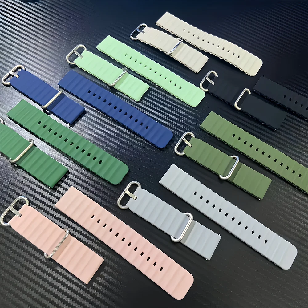 Ремешки Ocean 22-20 мм для Samsung Galaxy Watch 7-6-4 classic/5-Pro/active 2/Gear S3, силиконовый браслет Huawei GT 4-3-2, ремешок для часов