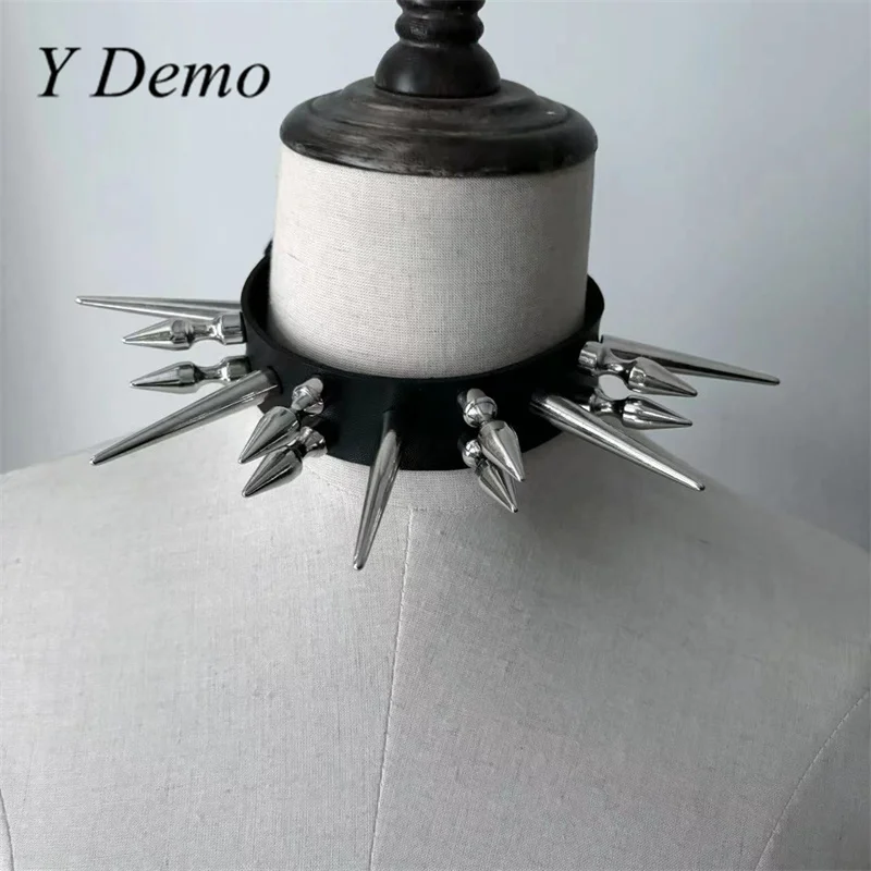 

Y Demo Gothic Rivets Choker Casual Punk Adjustable Unisex Pu Leather Necklace Party