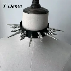 Y Demo Gothic Rivets Choker Casual Punk Adjustable Unisex Pu Leather Necklace Party