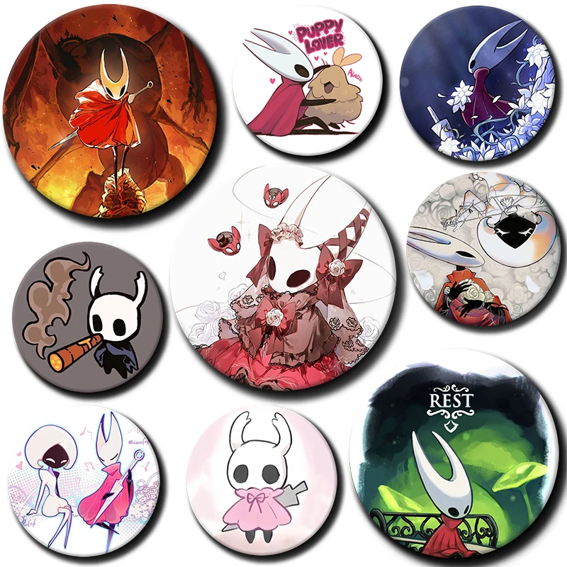 58mm Hollow Knight Silk Song Enamel Pins Cute Cartoon Metal Brooch Game Jewelry Badge for Backpack Pins Accessories Jewelry Gift