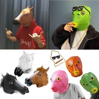 Horse Head Mask Cosplay Costume Party Funny Green Fish Headed Monster Mask Halloween Costume Party Rubber Headgear Mask