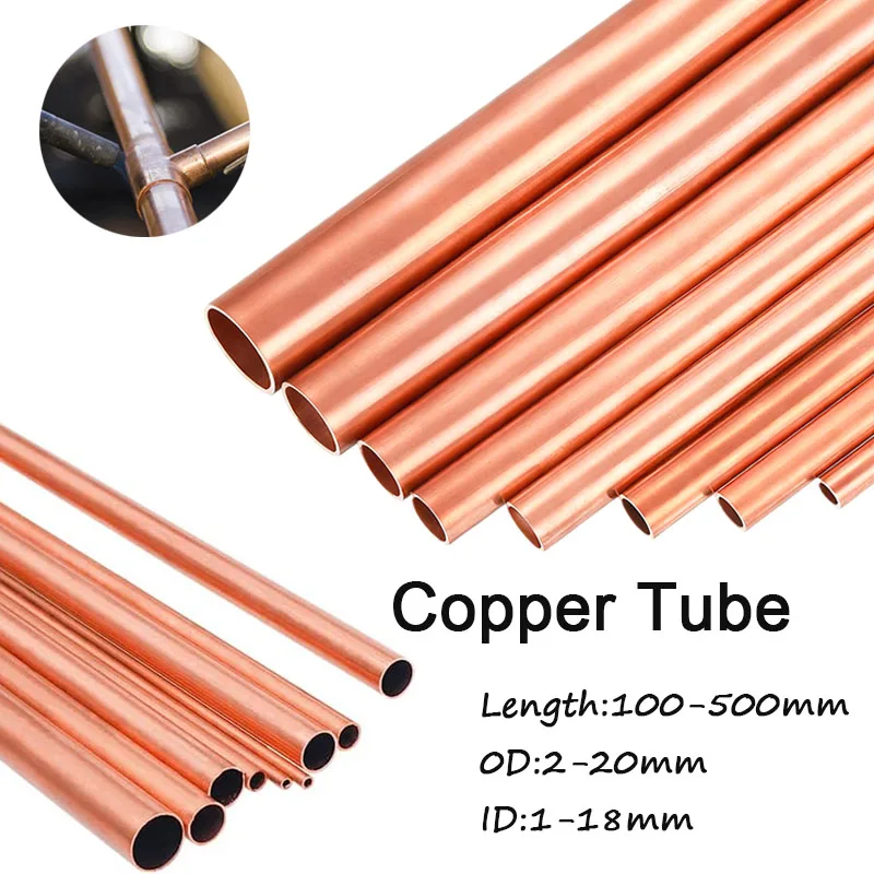2-20mm Red Coppers Tubes Coppers Tubes Wall Cutting Tool Parts 100mm-500mm Length 1mm~18mm ID Coppers Metal Pipe Straight Pipe