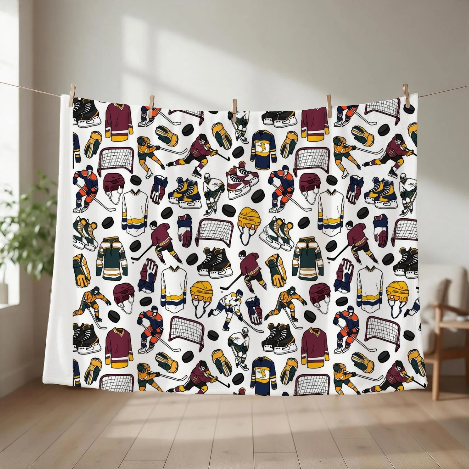 ice hockey equipment blanket Love Ice Hockey TTA Throw Blanket couch cozy soft plush fuzzy picnic outdoor blanket