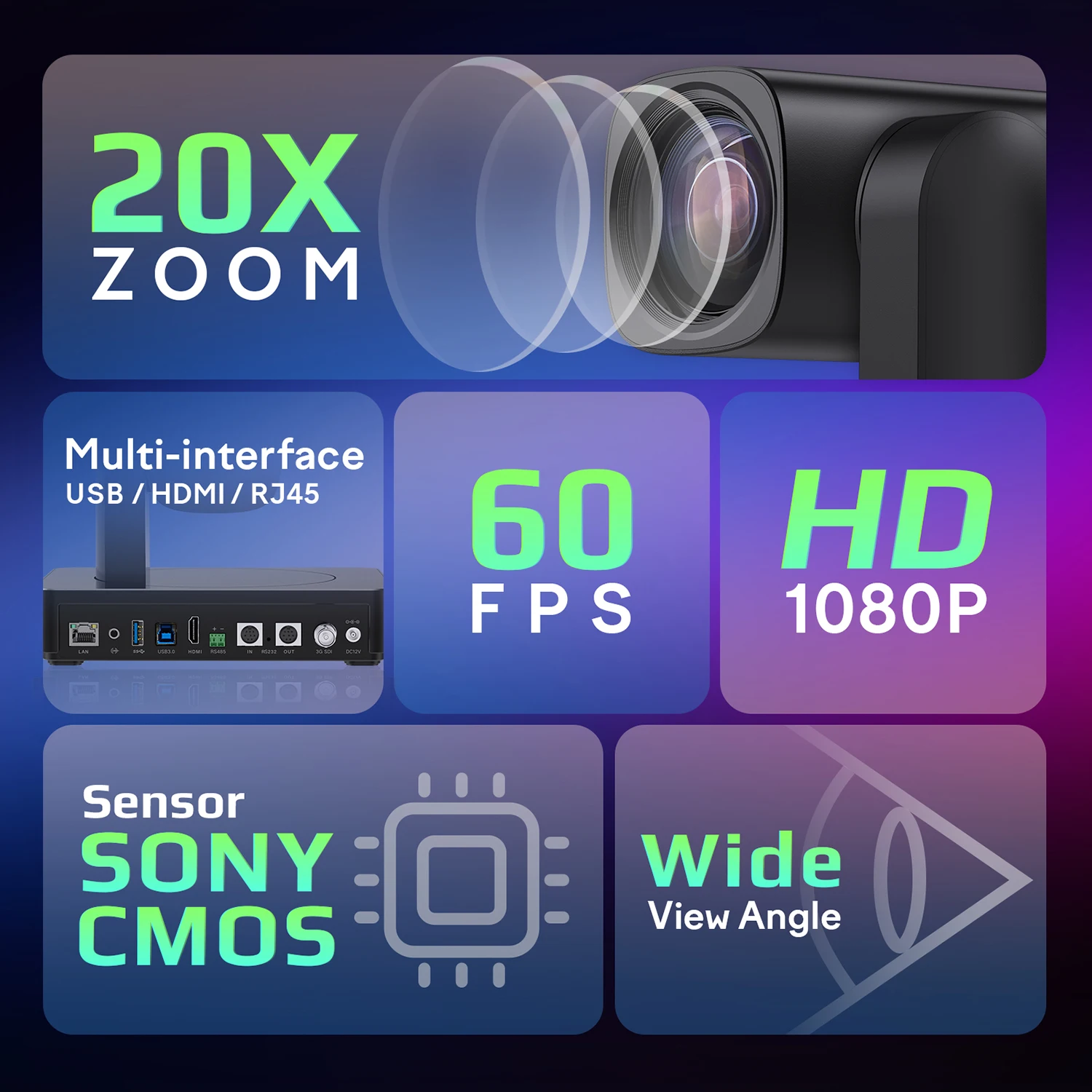 

4K AI Tracking PTZ Conference Camera with 30X Optical Zoom HD1080P 60fps NDI Auto-Tracking Camera 8MP