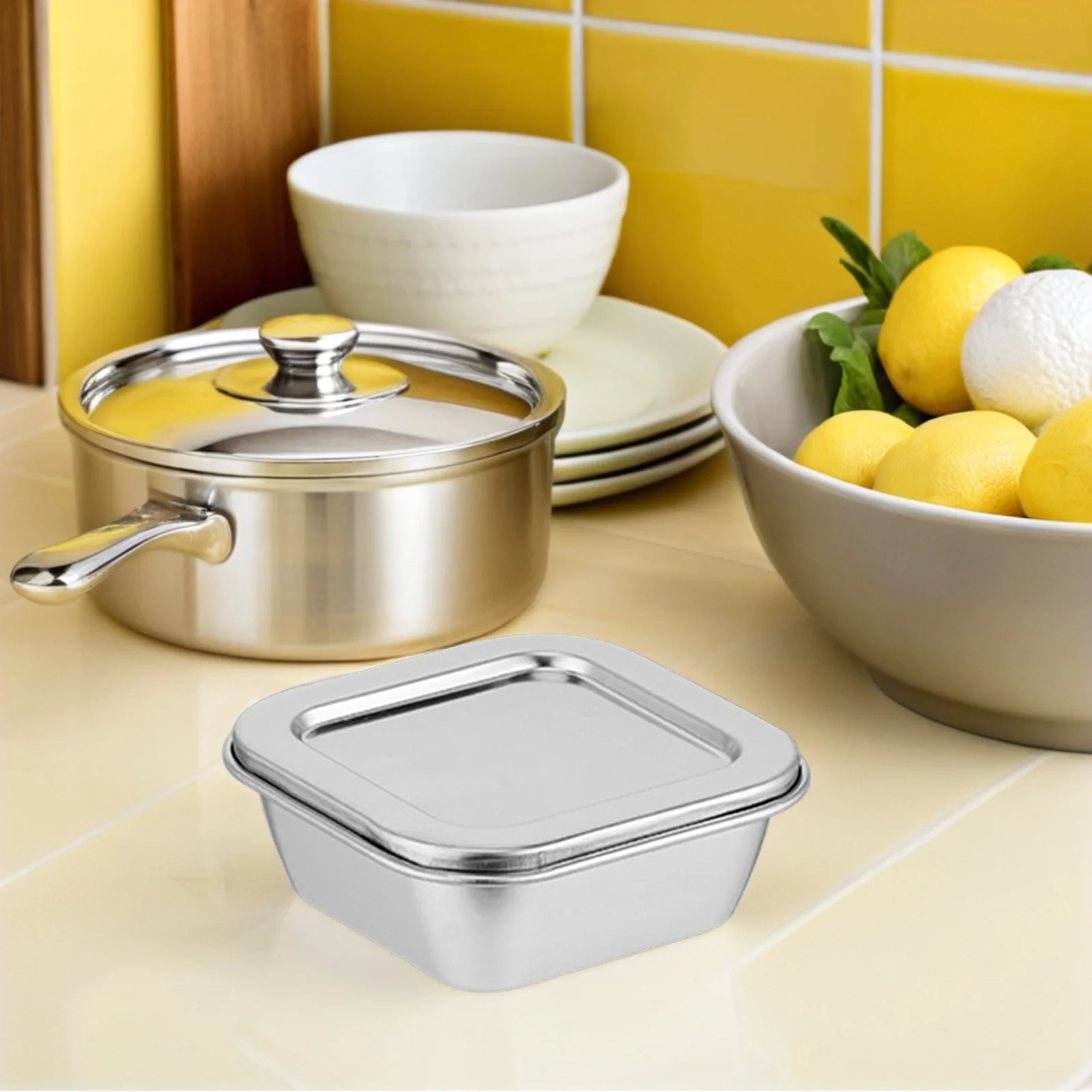 

4Pcs Food Sample Boxes Stainless Steel Food Storage Containers School Canteen Airtight Kitchen Storage Containers