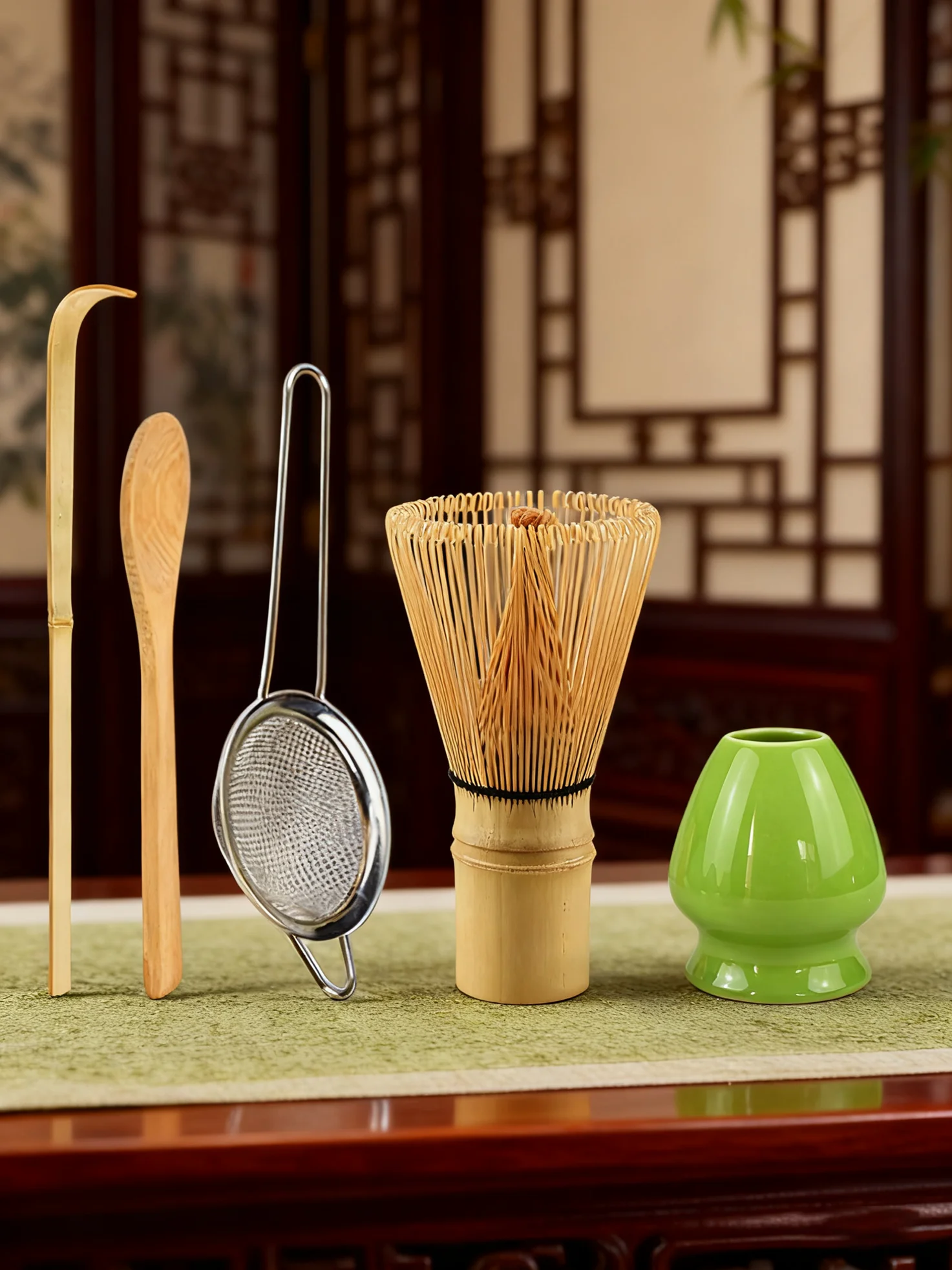 5-teiliges Matcha-Schneebesen-Set – Bambus-Schneebesen, Teesieb, Schaufel, Löffel, Sieb, Schneebesenhalter, perfektes Matcha-Starter-Set für Matcha – Detail 6