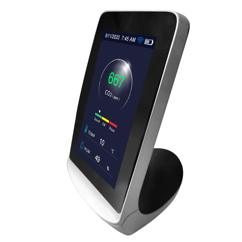 DM72 WIFI CO2 con Tuya Misuratore di anidride carbonica per interni Rilevatore d'aria multifunzione TVOC Monitor della qualità del gas Misuratore di analizzatore USB Co2