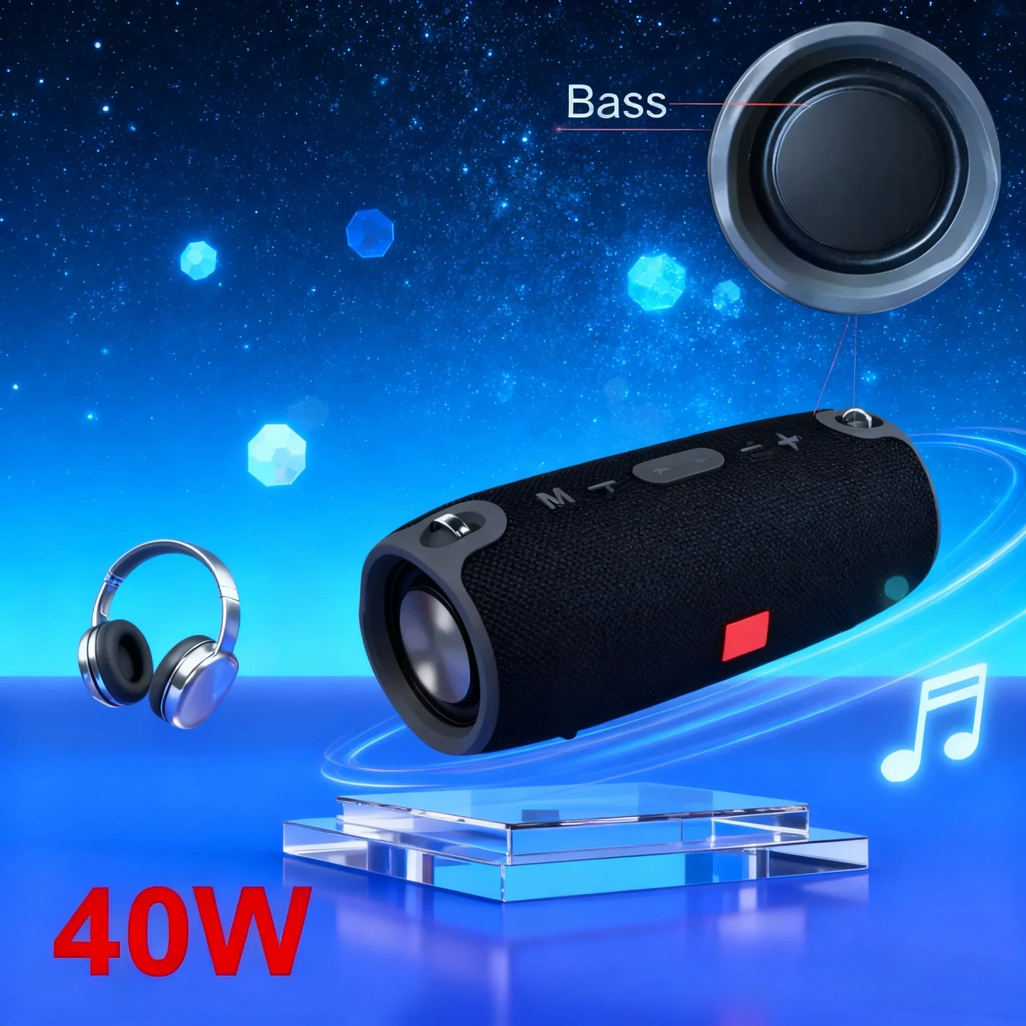 3600mAh 40W TWS سمّاعات بلوتوث مقاوم للماء المحمولة PC العمود باس مشغل موسيقى مضخم الصوت Boombox مع BT AUX TF usb