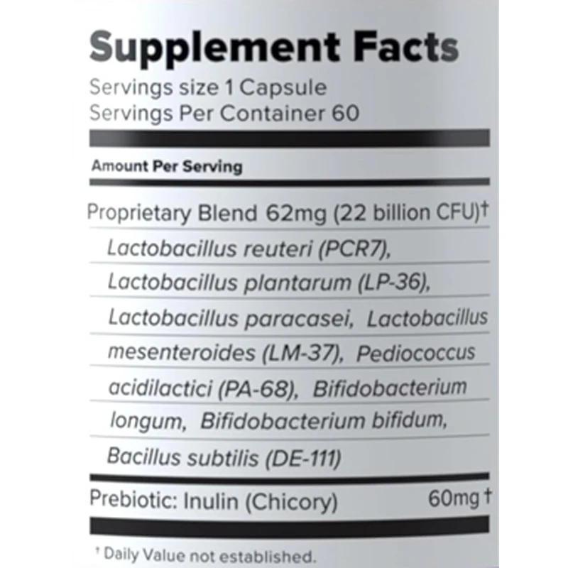 Sugar exchange probiotics, 22 billion colony units, non GMO, gluten free, 60 capsules