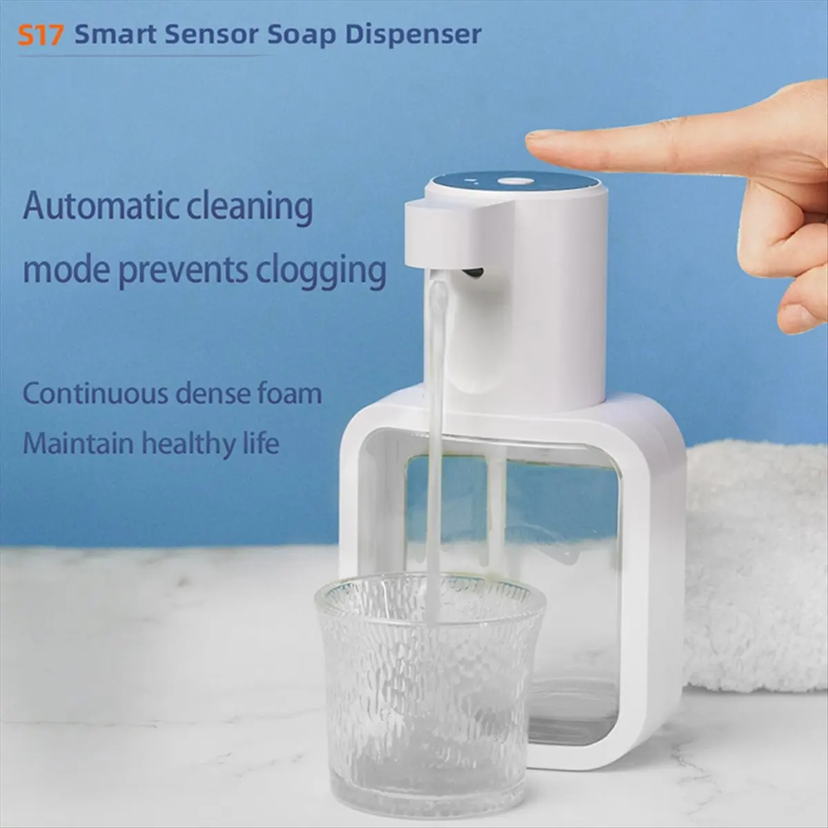 DT77 3 Gears Automatic Liquid Soap Dispenser Rechargeable Sanitizer Hand Washer Automatic Cleaning White