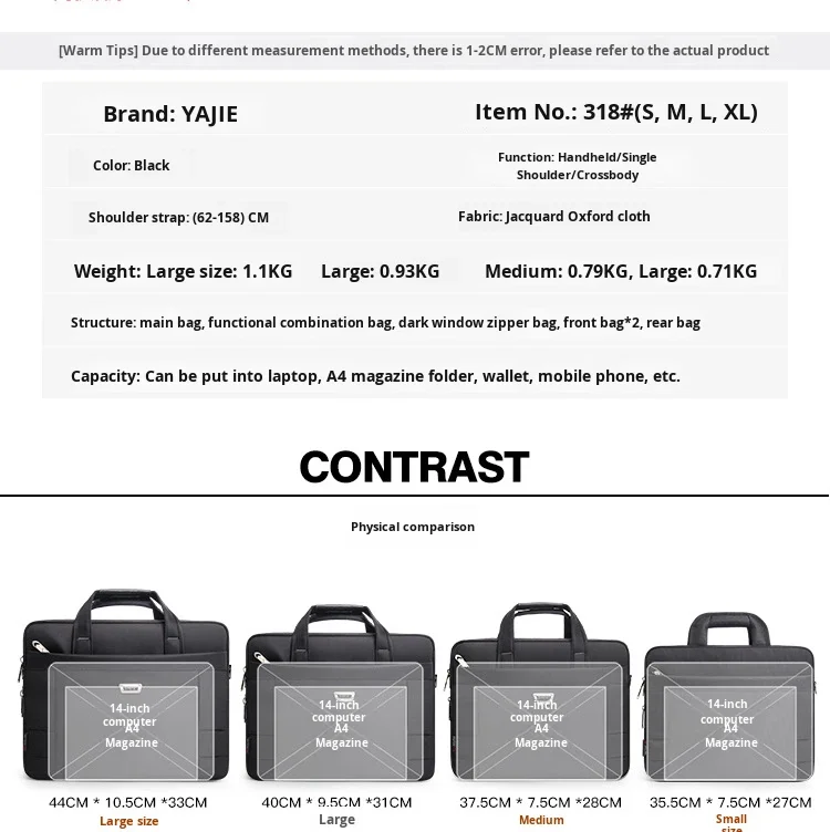 Large Capacity Briefcase Bag Men Business 17 15.6 14 inch Laptop Bag Shoulder  Canvas Handbags Messenger Work Tote Bag
