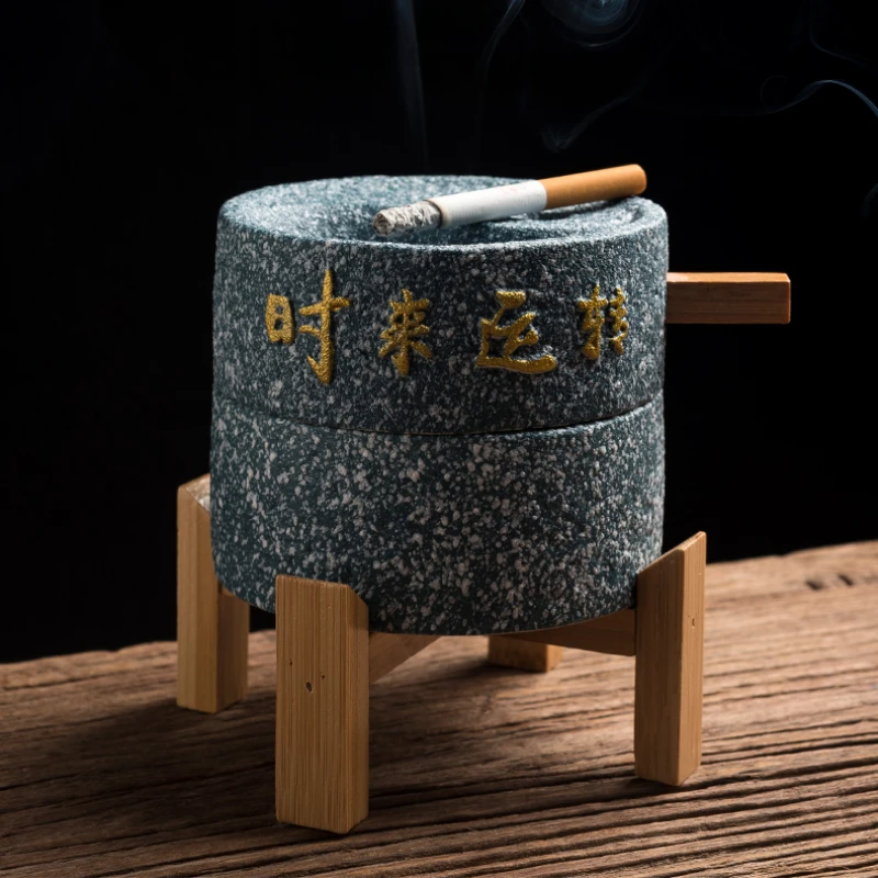 

Creative Stone Ground Ashtray Ceramic Household Large Capacity Anti-fly Ash Personalized Car Mounted Frosted Ornaments Lighters