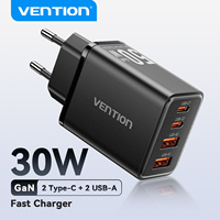 Vention 30W GaN Charger PD QC 3.0 USB C Charger For iPhone 16 15 14 Pro Xiaomi Tablet iPad Air Dual Port 50W MAX Phone Charger