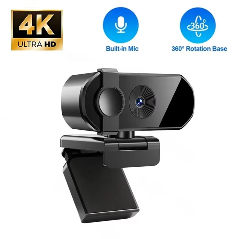 8MP Webcam 4K Full HD for PC IOS Android System USB 2.0 Plug 30FPS Video Privacy Cover Built-in Microphone Meeting Web Camera