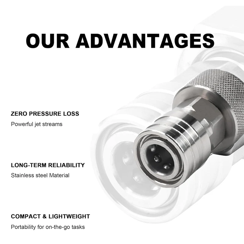 Garden Hose to Pressure Washer Adapter 3/4 GHT to 1/4 Quick Connect Convert Water Hose to Power Washer Connector Stainless Steel - view 2