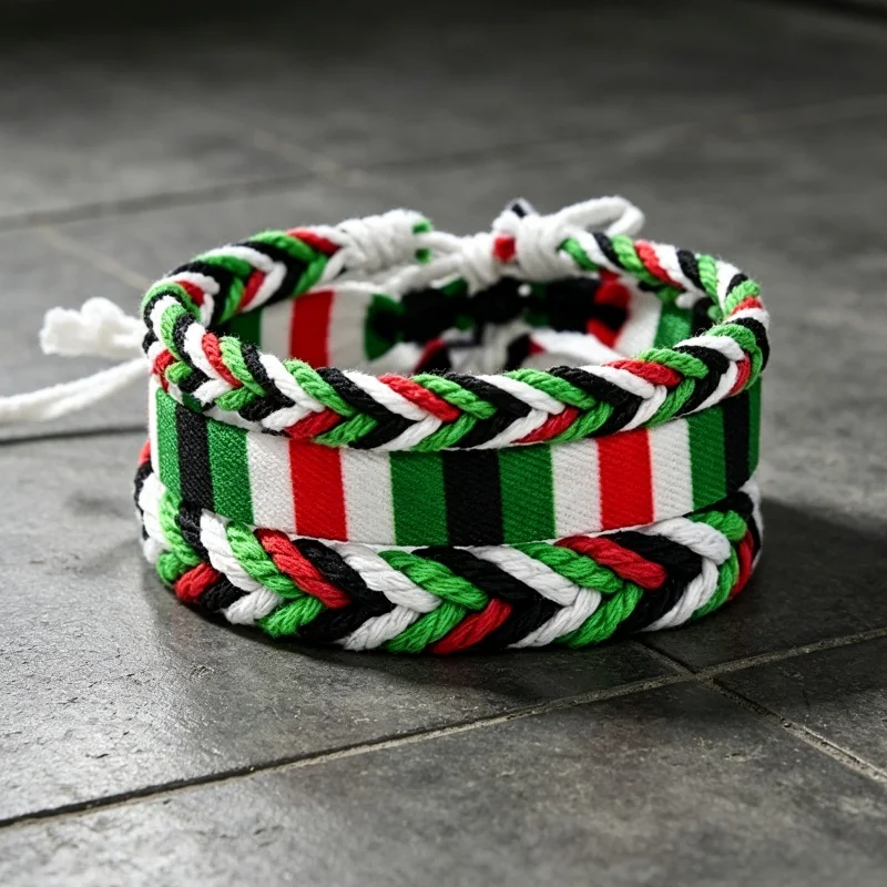 Trendy Flag Braided Bracelet Colorful Woven Rope Thread Adjustable Rope Bangles Handmade Country State Jewelrys