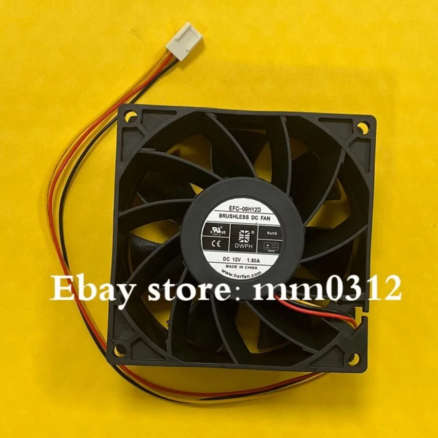 For DWPH EFC-09H12D 9238 DC12V 1.50A 92*92*38MM 3-Pin Inverter Cooling Fan