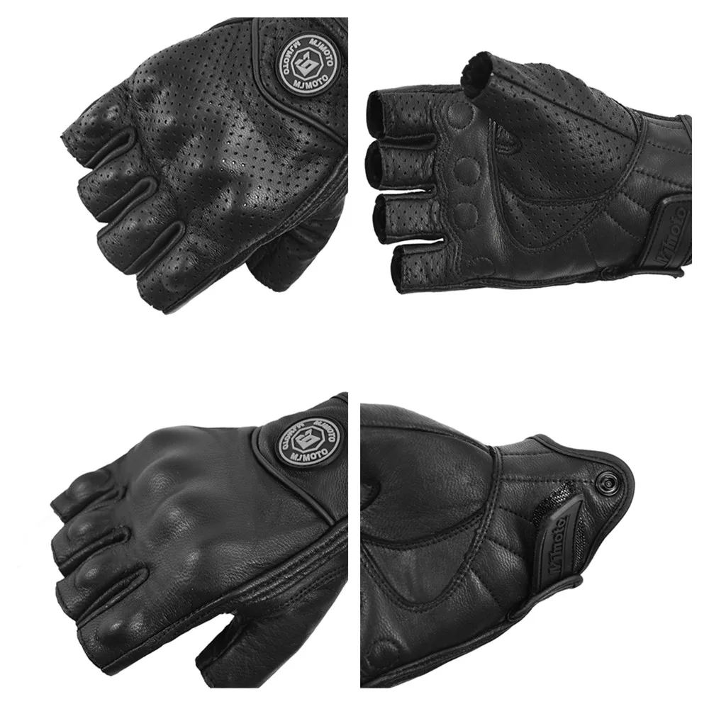 Guanti da Moto mezze dita estivi guanti da Moto da corsa in pelle nera retrò Motocross Moto Biker guanti senza dita da ciclismo