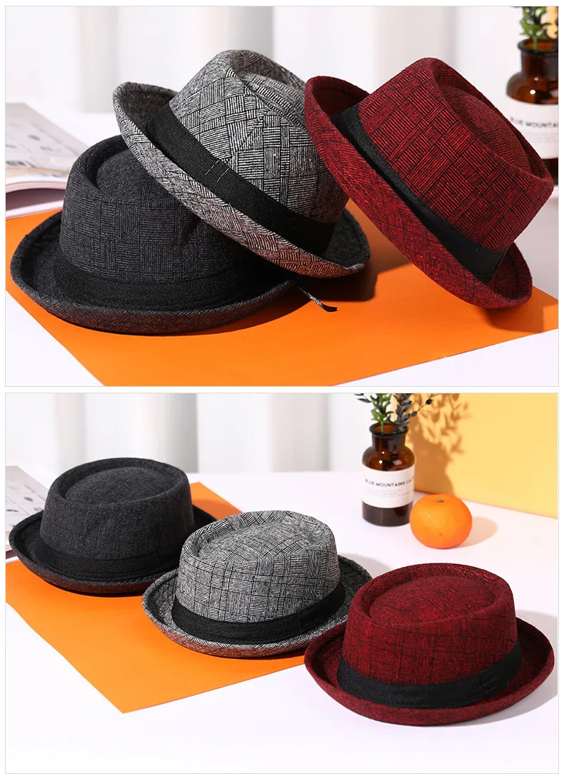Neue Herbst- und Winterhüte für Herren Britische Retro-Jazzhüte Rundkopf-Hüte mit Kleinem Schirm Klassische Karierte Hüte im Gentleman-Stil für Damen – Detail 16