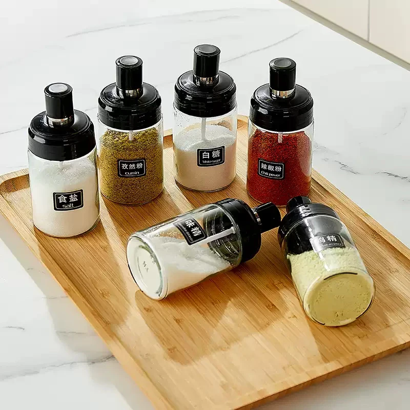 1/2/4Pieces Glass Condiment Bottle Spice Seasoning Bottle Kitchen Storage Dispensers Outdoor Tableware