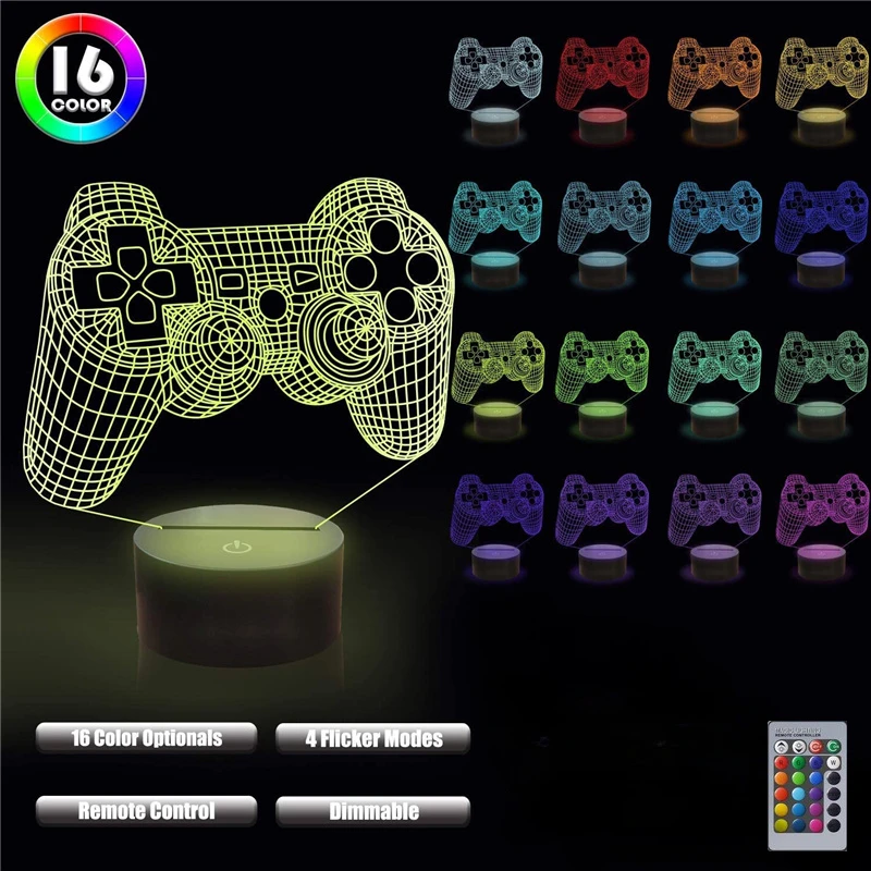 Gaming Night Light for Game Lovers Bedroom Game Room Office Decor Gamepad Lamp Gift for Child Boys Girl Game Player