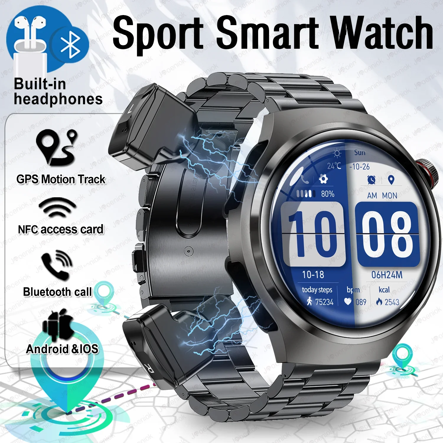 

2025 Новые GPS-трековые умные часы, мужские Bluetooth-гарнитуры, 1,53-дюймовый HD-экран, пульсометр, спортивные водонепроницаемые умные часы с вызовом BT для Xiaomi