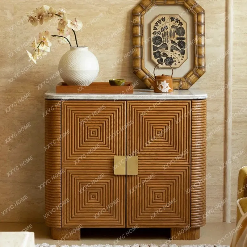 Medieval retro all-solid wood dining side cabiet, surprise decorative side cabiet, dining side cbinet, entrance cabnet, locker