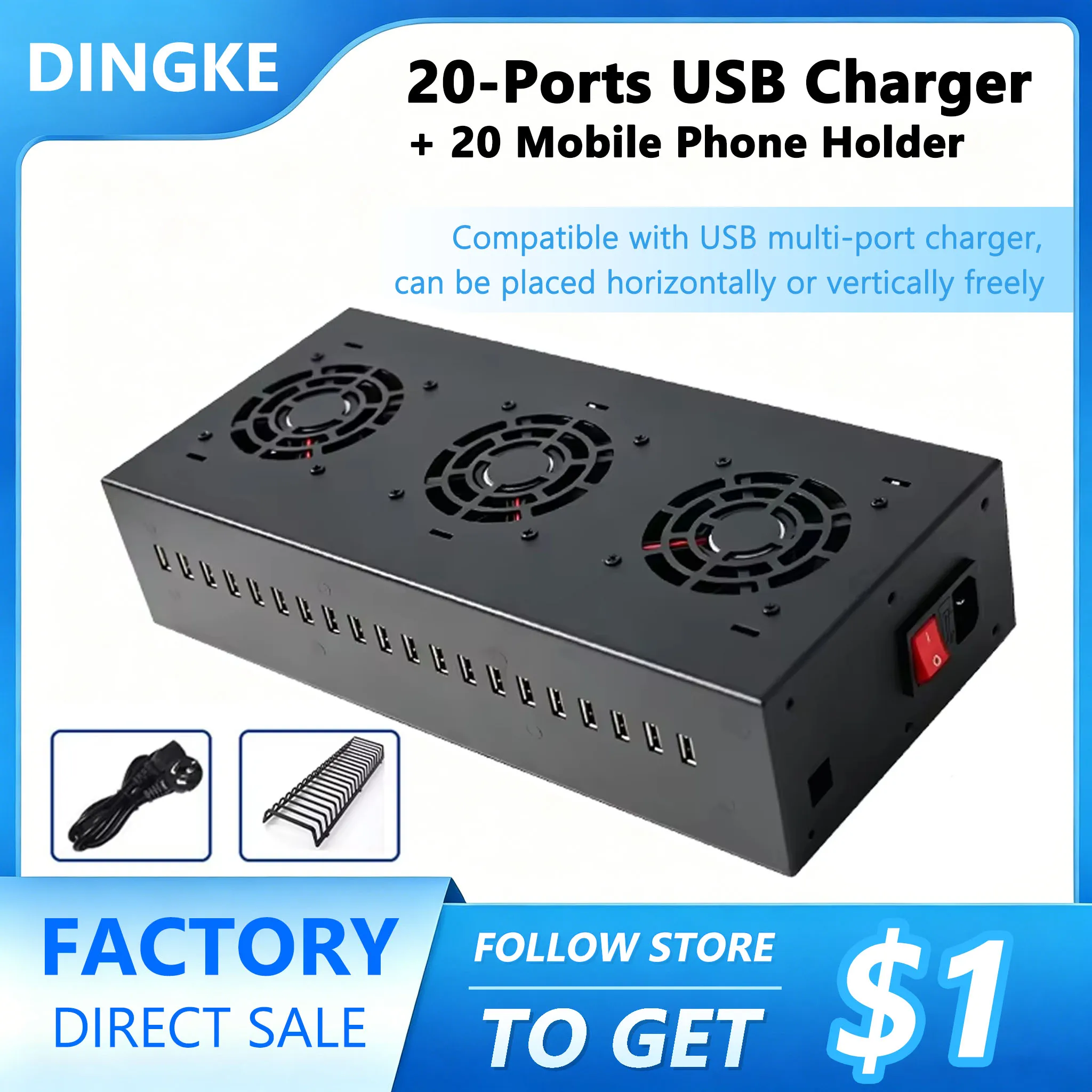 

200W 20-Port USB Charger Station +20 Mobile Phone Holder Desktop Organizer Bracket