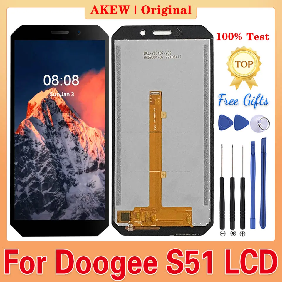 doogee-s51用lcdディスプレイスクリーン、100-テスト済み、doogee-s51タッチパネルデジタイザー交換用、新品s51携帯電話ディスプレイスクリーン