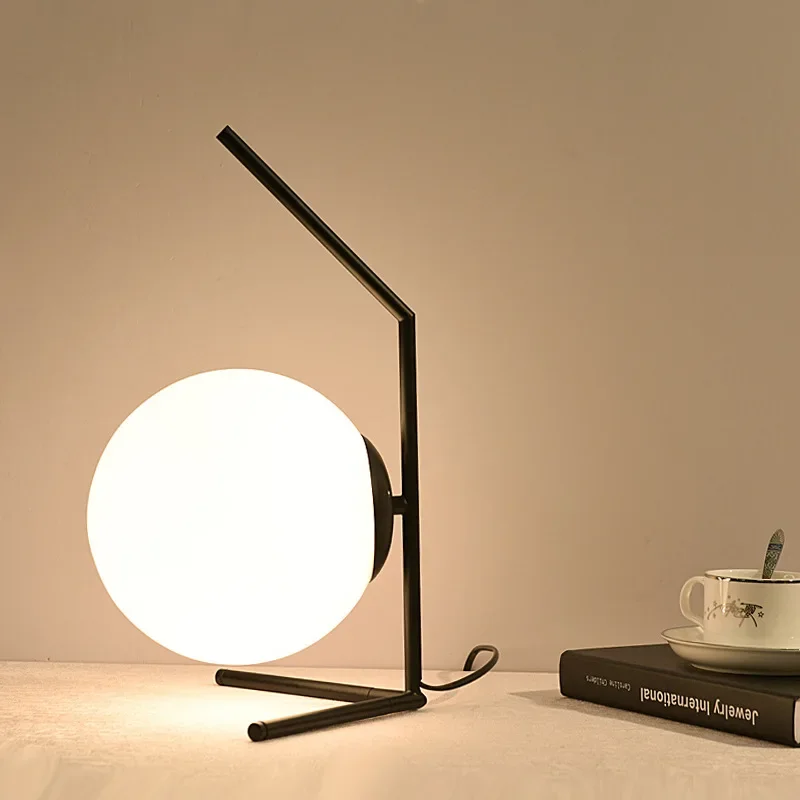 Imagem -05 - Nórdico Modern Glass Ball Table Lamps Bedside Reading Desk Iluminação Home Decor Led Table Light Estudo Criativo