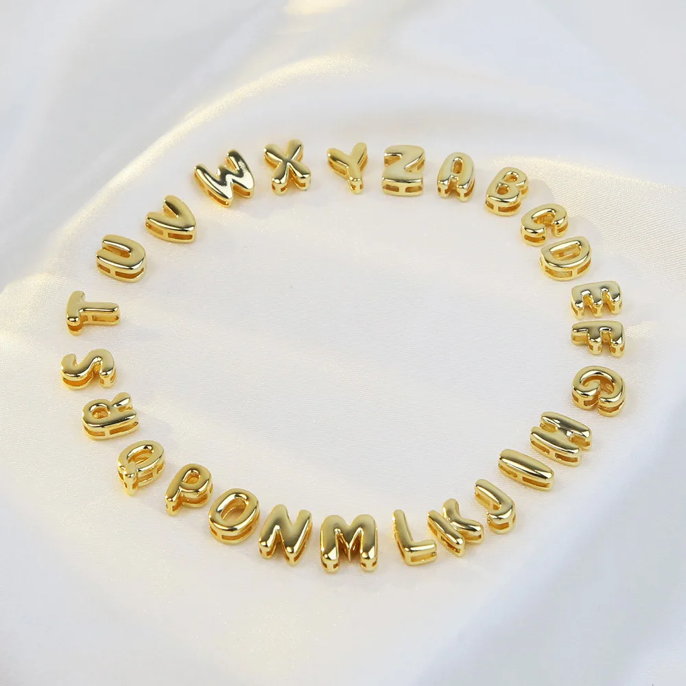Gold Plated Bubble Pendant Custom Fashion Letter Bracelet for Women DIY Name Charm Christmas Gift Bead Personalized Jewelry