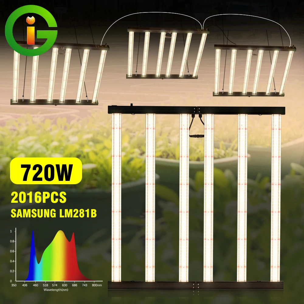 Складной светодиодный светильник для выращивания растений Samsung LM281B, 720 Вт, 2016 шт., фитолампа полного спектра с регулируемой яркостью, лампы для выращивания растений в помещении, теплице