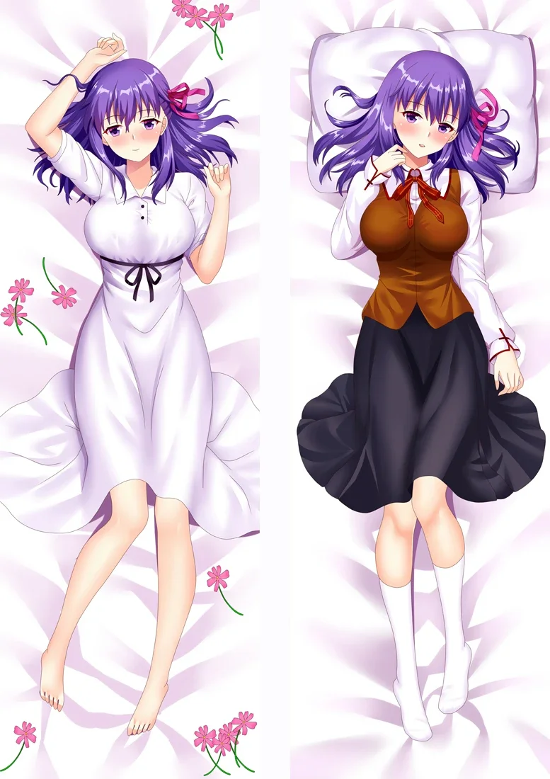 180cm Game Anime Pillow Case Pillowcase Hugging Body Dakimakura Cover Cute Purple Hair Printing Pillows