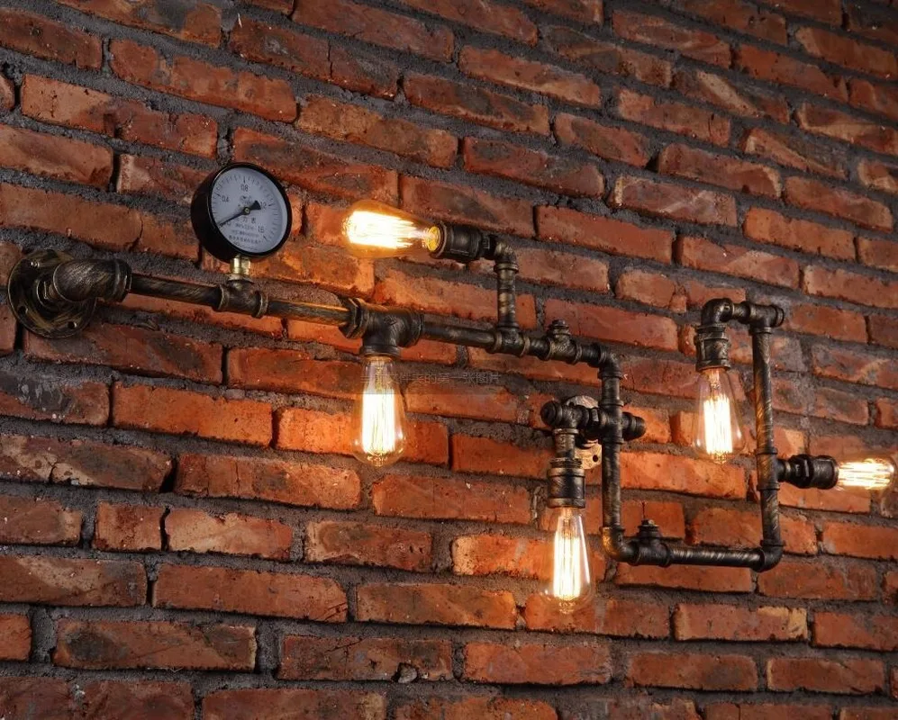 Modern Nordic Industrial Light Water Pipe Wall Lamps Remote Control Wall Light for Foyer Bar Coffee Dining room Home DecorMJ1112