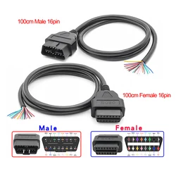 30/60/100cm 16-polige Buchse zu Stecker DIY obd 2 obd2 Auto-Verlängerung kabel Kfz-Auto-Diagnose Auto-Tool-Scanner obdii Stecker