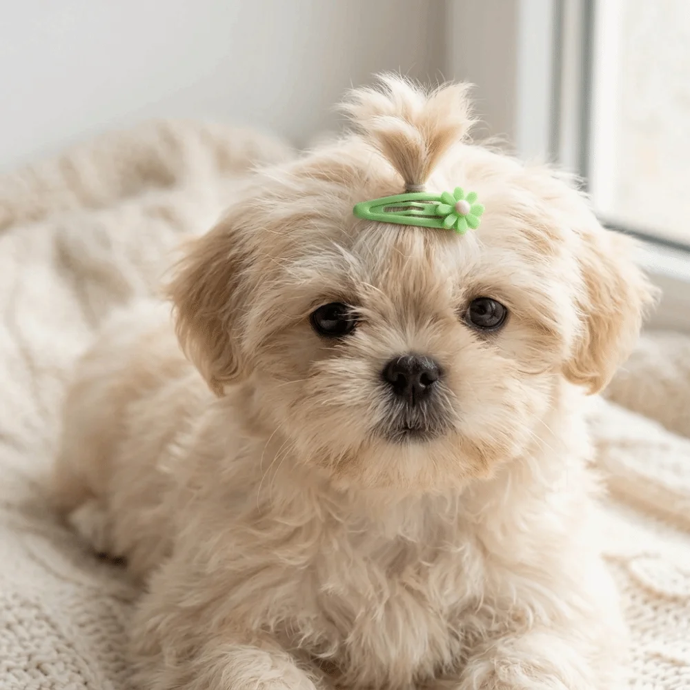 20pcs Mini Shape Pet Hair Clip Mini Size 3cm Width Dog Hair Flower Clip Style Solid Texture Pet Grooming Clip Beauty Matching