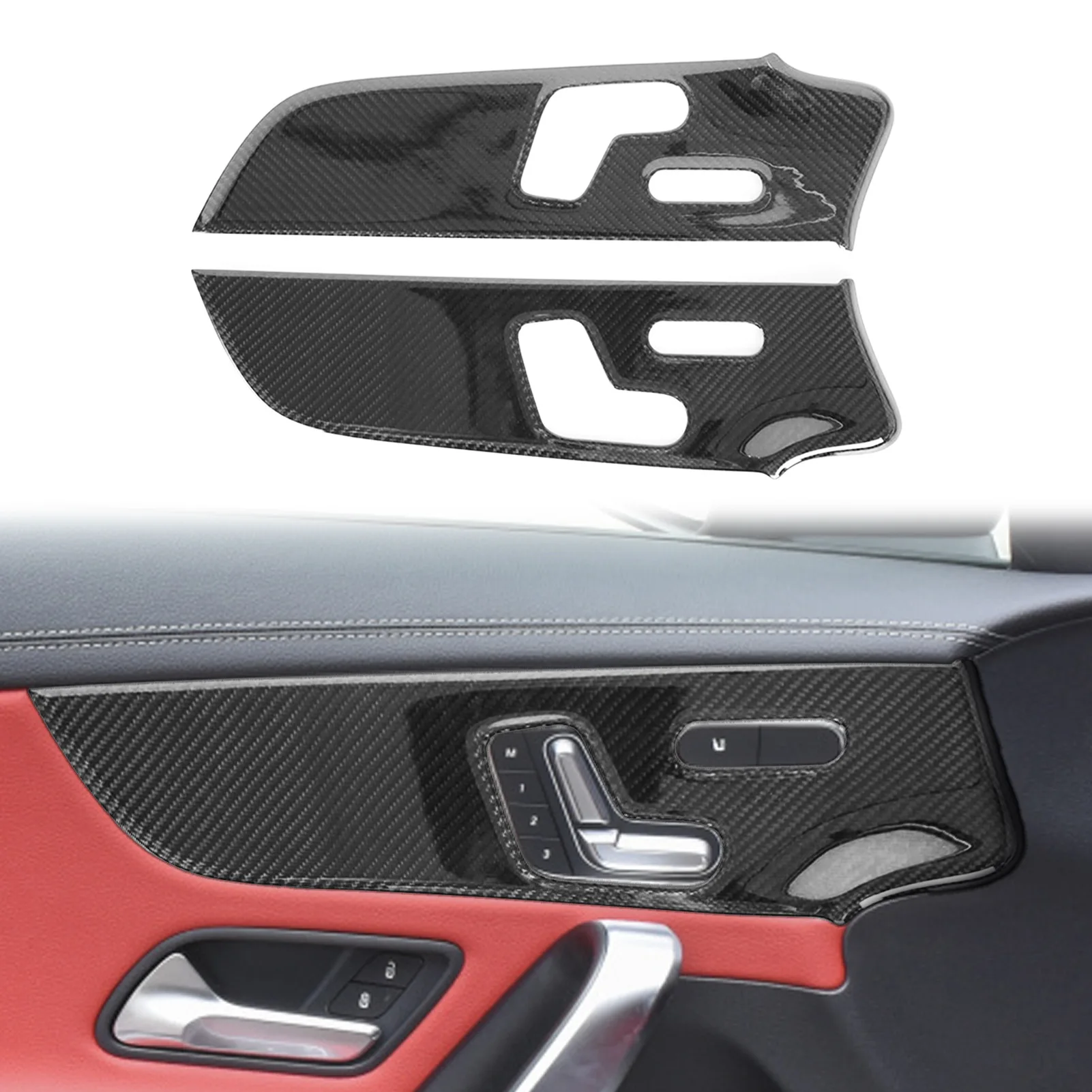 

W177 V177 C118 W118 CLA Carbon Fiber Panel New Door Panel Interior Kits Real Carbon Fiber Car Side Door Seat Panel Cover Trim