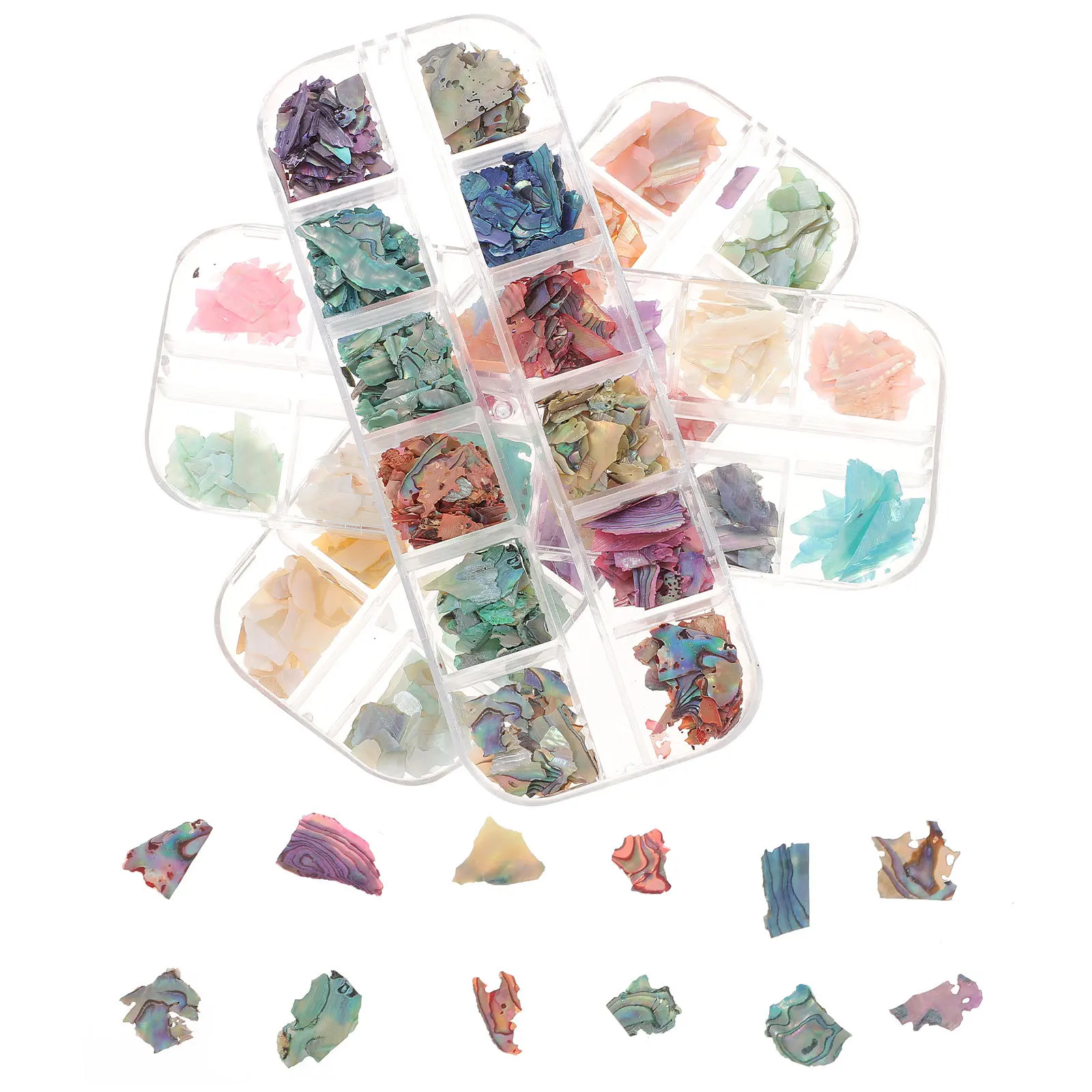 3 قطعة 12 شبكات مسمار الفن الديكور رقيقة جدا مانيكير سحر غير النظامية بريق التصحيح Diy بها بنفسك قذيفة رقائق للأظافر كاذبة الطبيعية