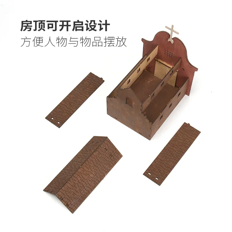 1/72 ヨーロッパの教会の建物風景木製組み立てモデル装飾 DIY 手作りギフト