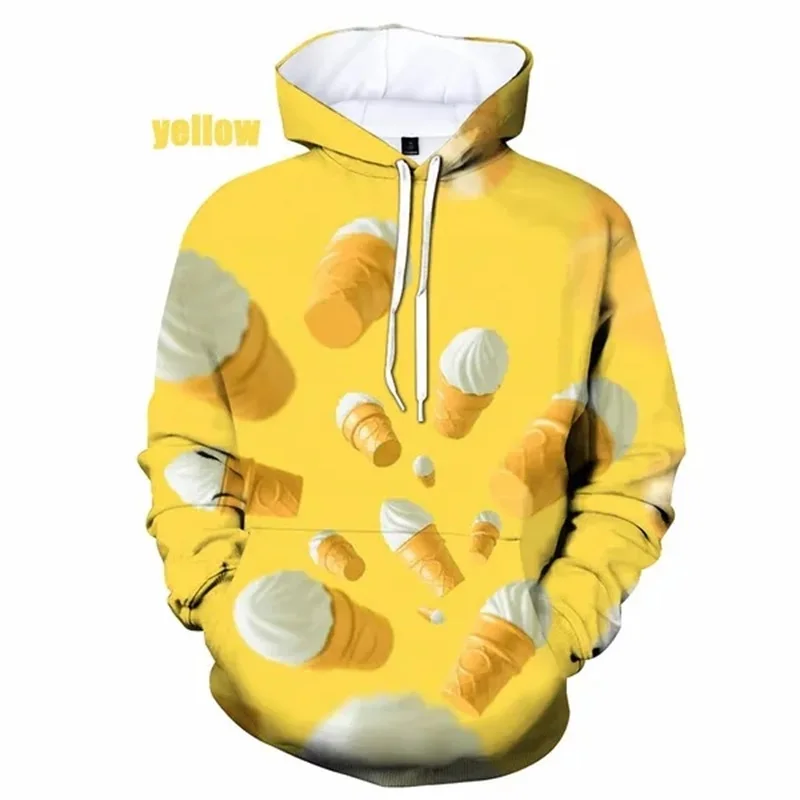 ​Interesting Ice Cream Graphic ​​3D Print Hoodies 2024 New Creative Fashion Sweatshirts Unisex Outdoor Casual Street Style Tops