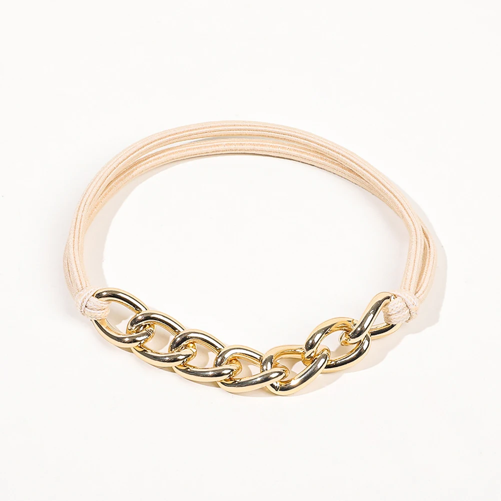 

Elastic Ties Alloy Ponytail Holder Girls Women Bracelet Hair Accessories for Birthday Wedding Dating Photoshoot Elastic Hair