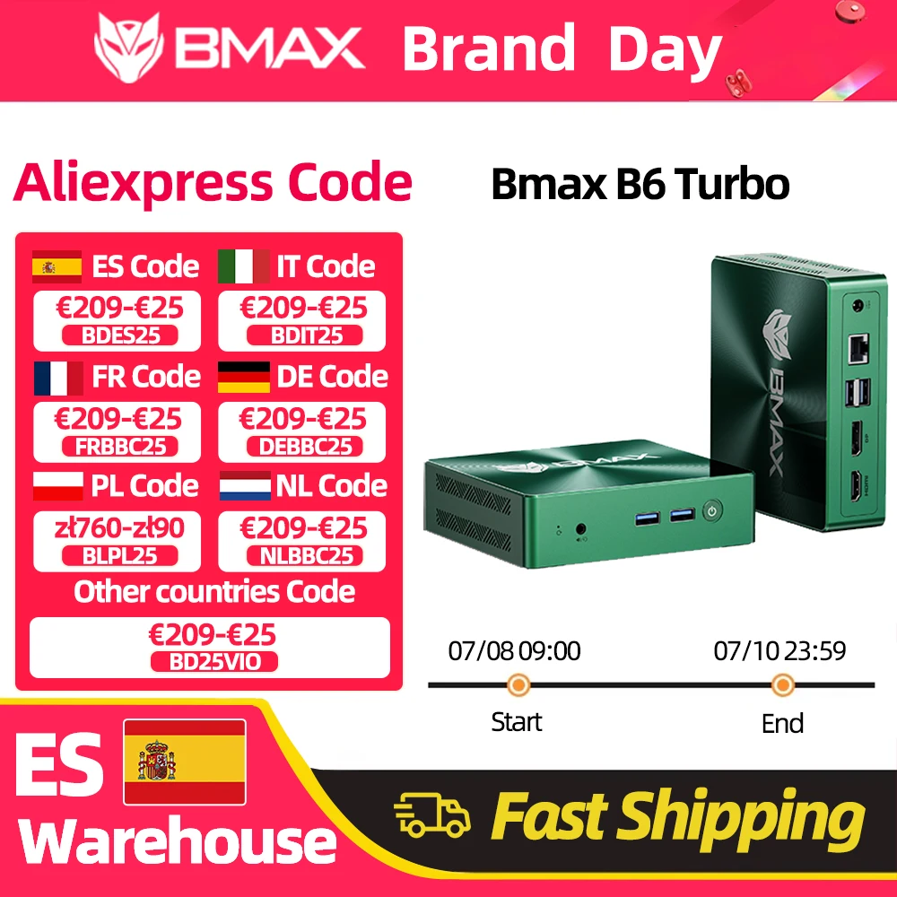 Mini PC BMAX B6 Turbo Intel Core i5 8257U Windows 11 16GB RAM 512 GB SSD HDMI USB DP Bluetooth Wifi Ordenador