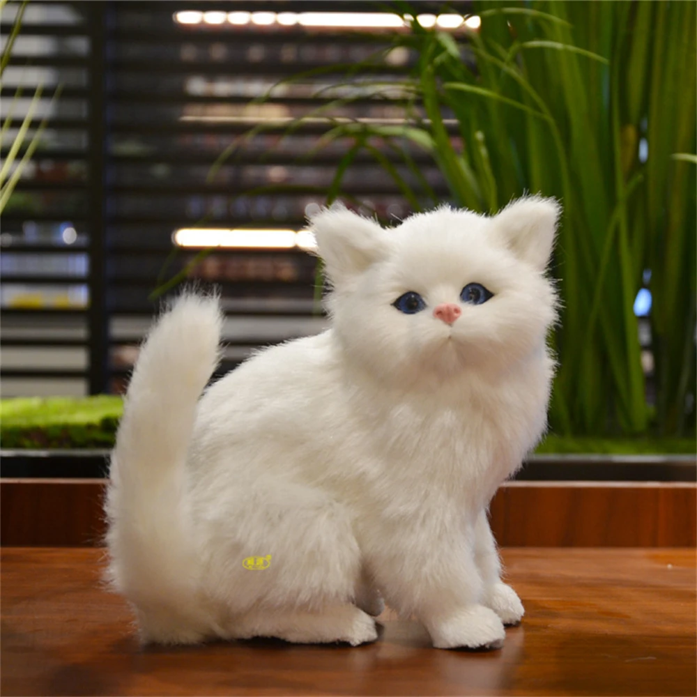 16cm Simulation Cat Doll Home Decoration Objects Room Rack Ornaments Kitten Statue Realistic Plush furry figure Birthday Present