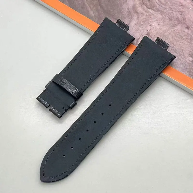 FUYIJIA New 6MM 8.5MM Calibrator Convex Interface Watch Band Alligator Strap 24MM 25MM Crocodile Skin Bands Genuine Leather Belt