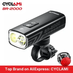CYCLAMI Bicycle Light BR 2000 1200 Lumens LED Rechargeable Set Road MTB Bike Front Back Headlight Lamp Flashlight Cycling Light
