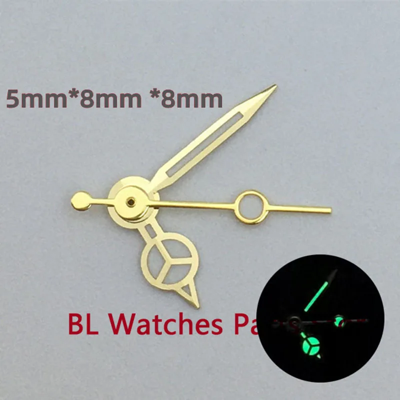 BLIGER Gold Silver Hands Watch Pointer Fit  NH05 NH06 movement Green For Ladies Watch Green Luminous 3PCS